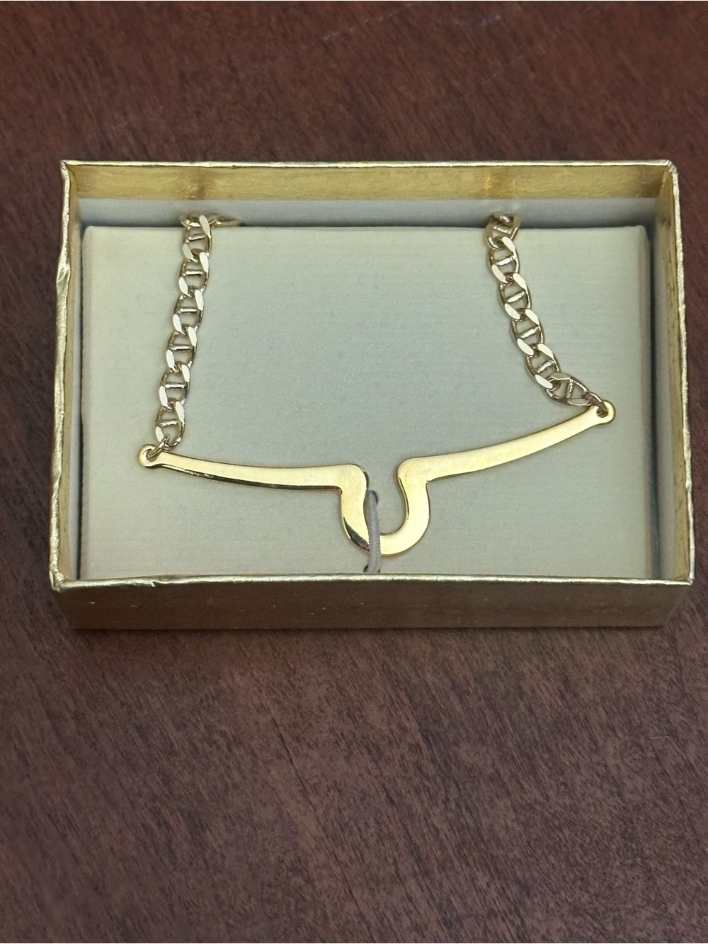 Vintage Men’s Gold Curved V- Tie Chain Jewelry NOS